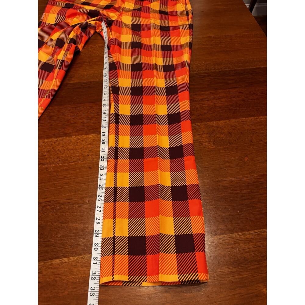 New 36 X 33 Shinesty Pants Orange Plaid Checkered Crazy Thanksgiving - Picture 5 of 7